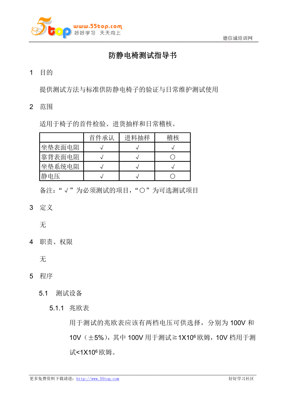 防静电椅测试指导书_第1页