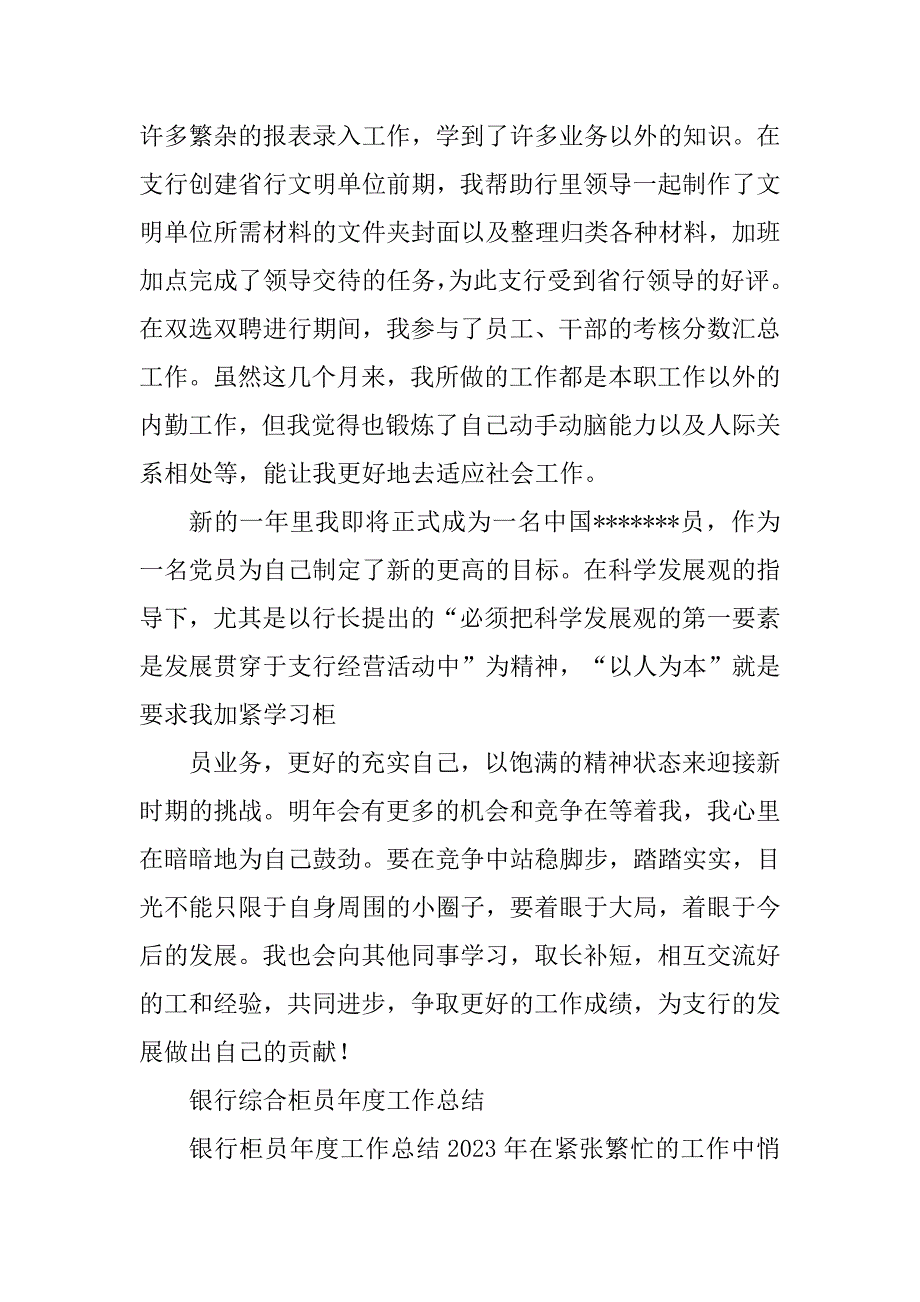 2023年银行综合柜员年度工作总结_银行柜员工作总结范本_第3页