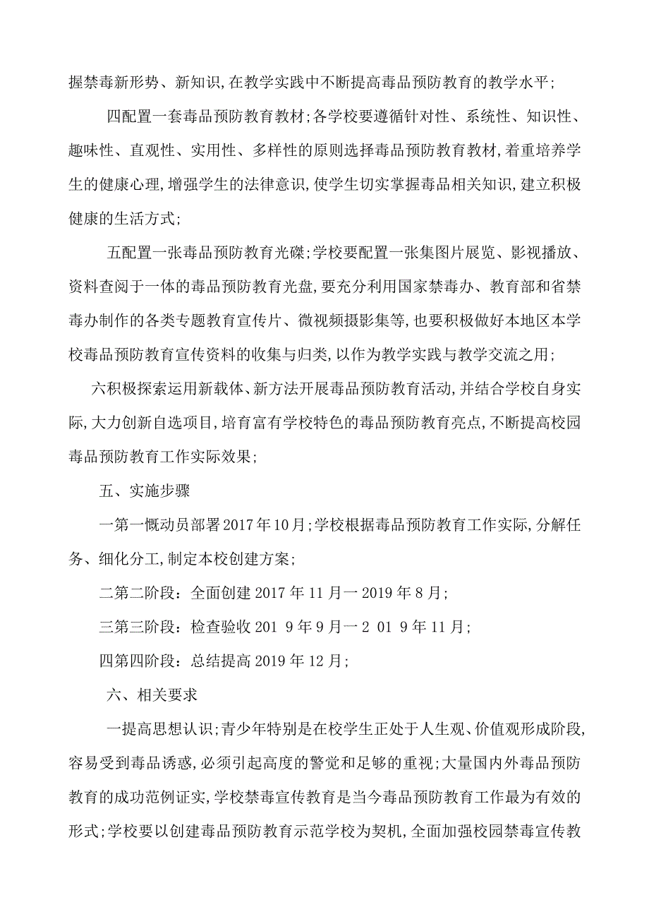 创建毒品预防教育示范学校实施方案_第4页