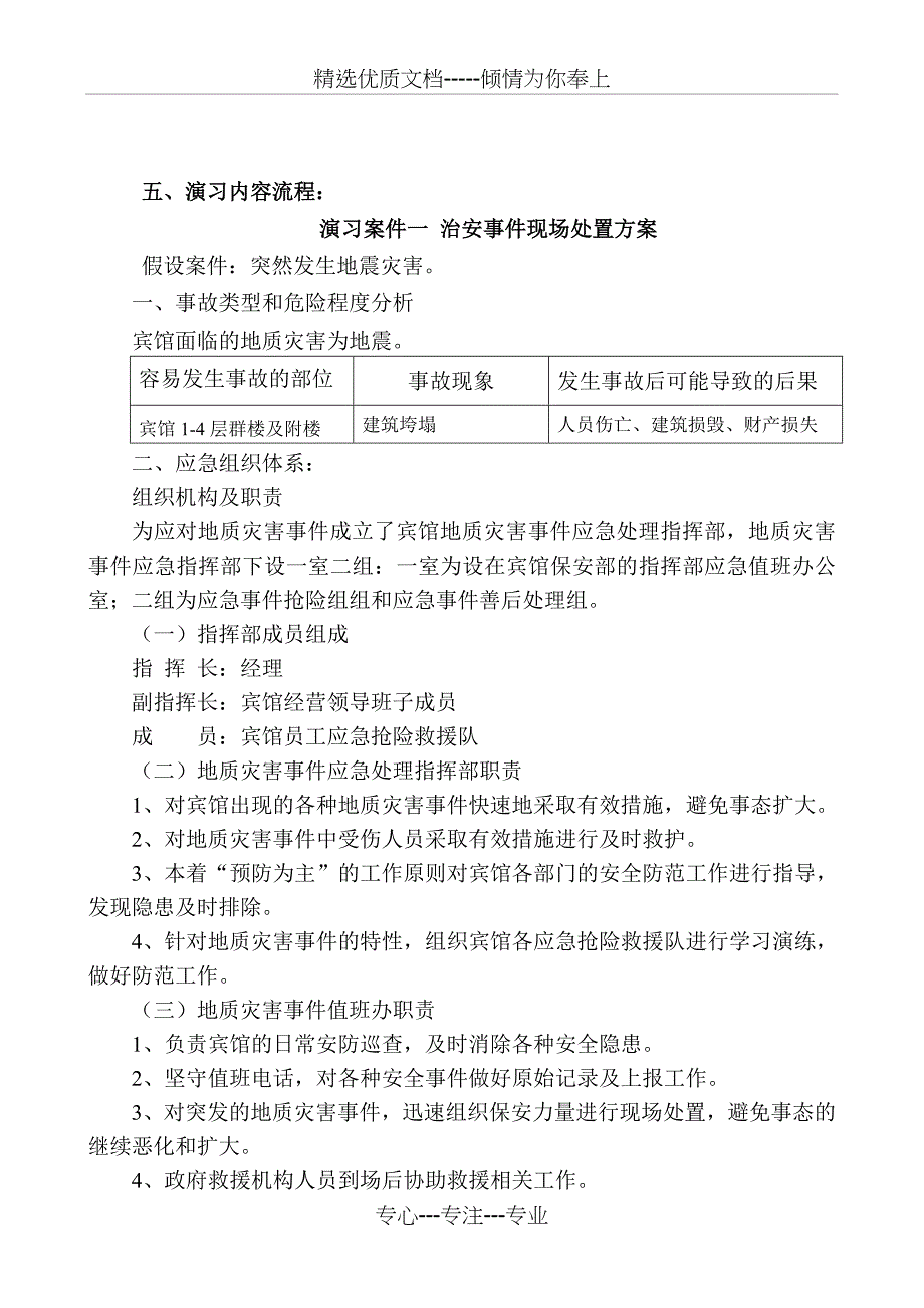 吉顺宾馆安全生产事故应急预案演练方案_第3页