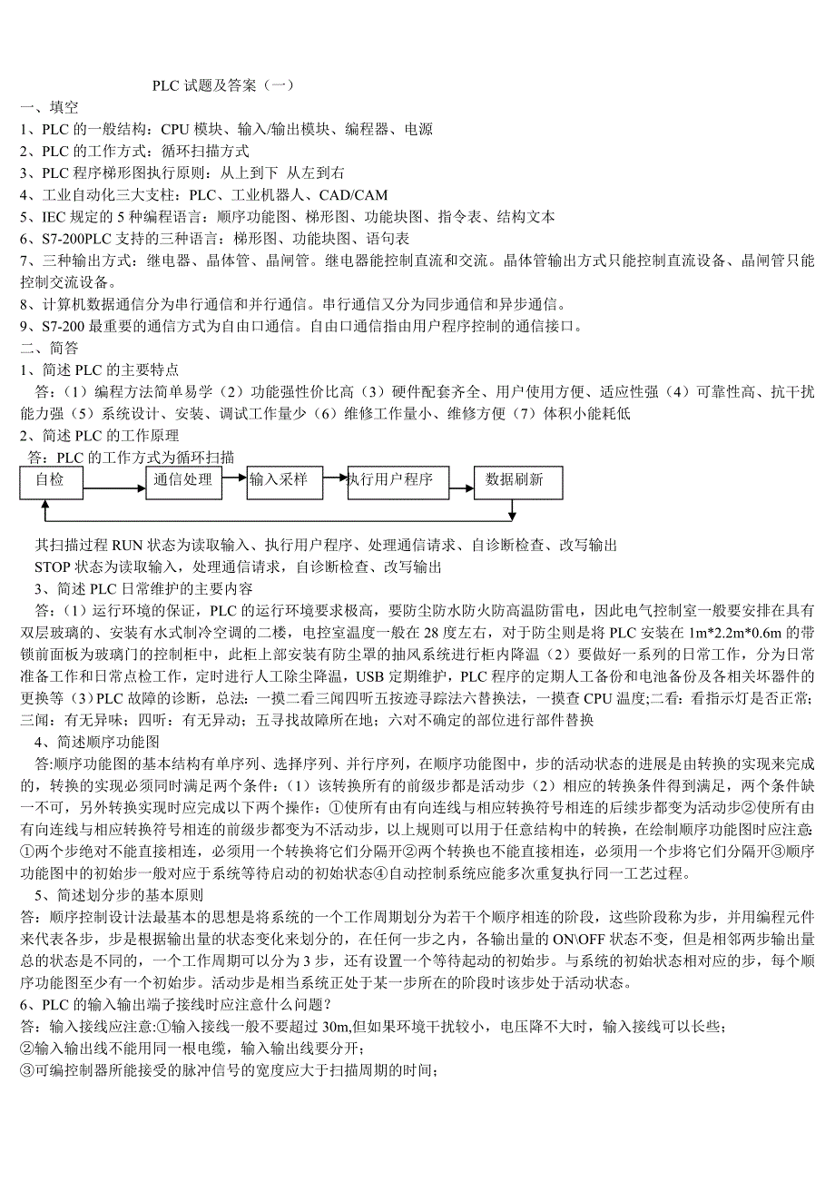 PLC试题及答案_第1页