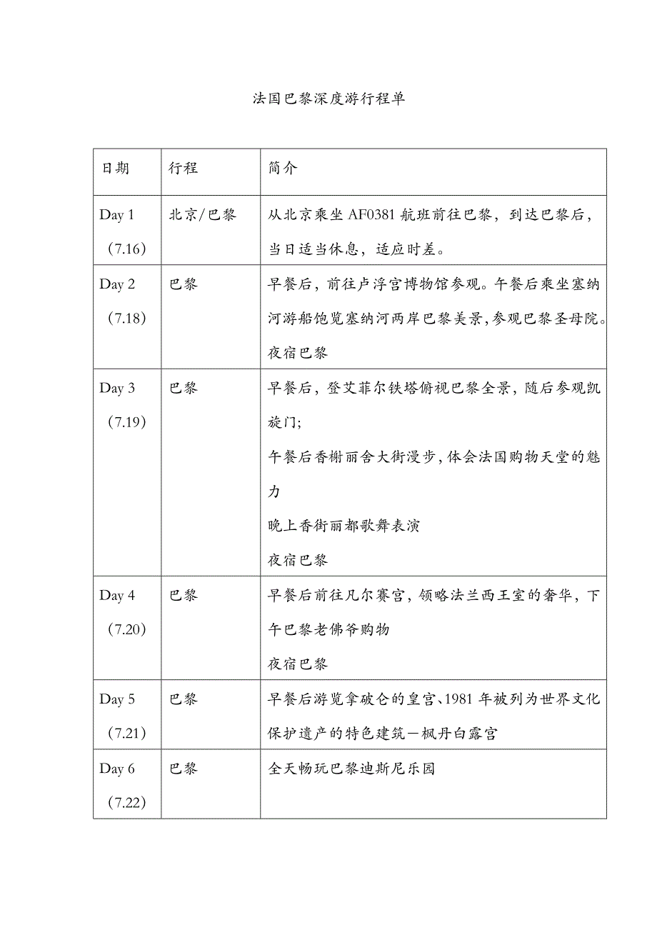 法国巴黎15天深度游行程.doc_第1页