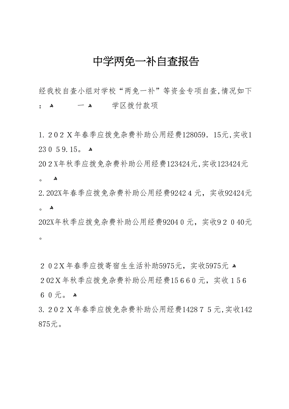 中学两免一补自查报告_第1页