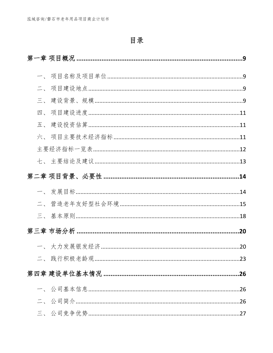 磐石市老年用品项目商业计划书模板_第2页