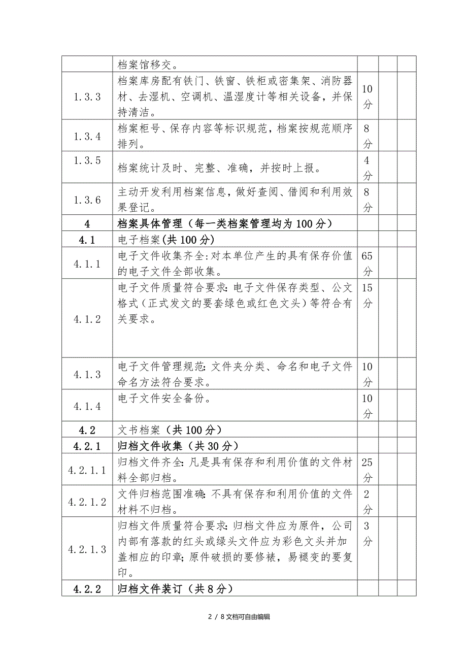 档案管理检查评分表_第2页