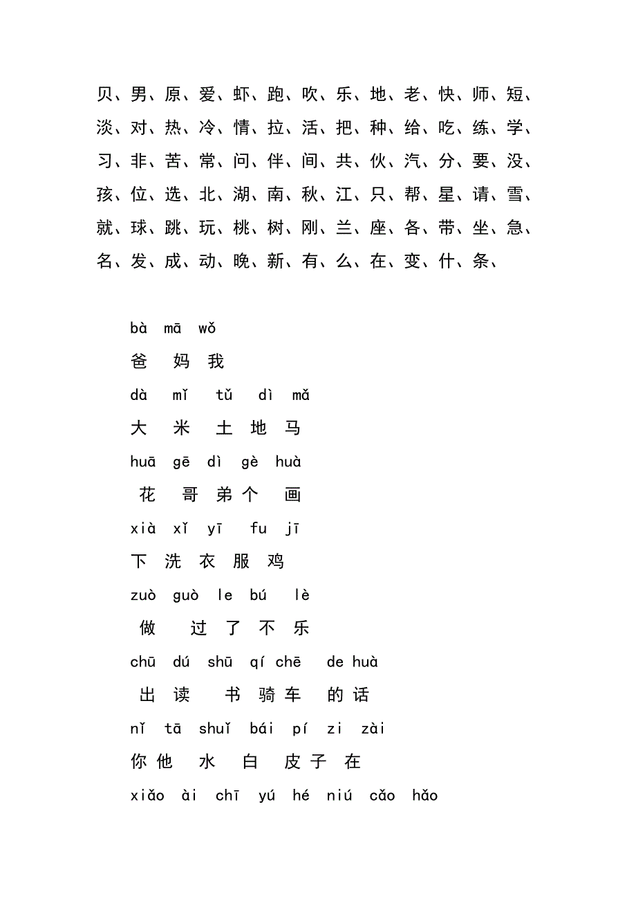 小学一年级常用汉字生字表_第2页
