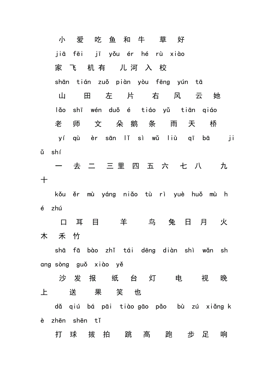小学一年级常用汉字生字表_第3页