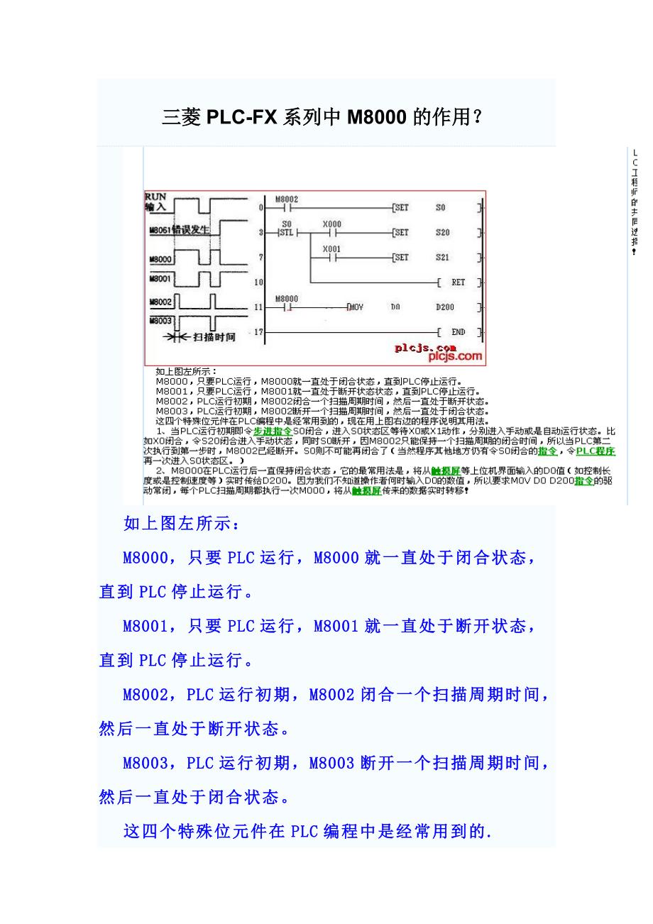 三菱PLC-FX系列中M8000的作用_第1页