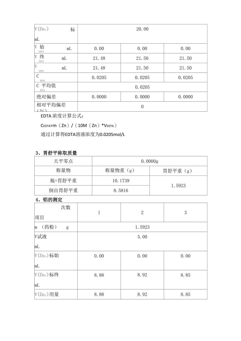 胃舒平药片中Al2O3及MgO含量的测定_第5页