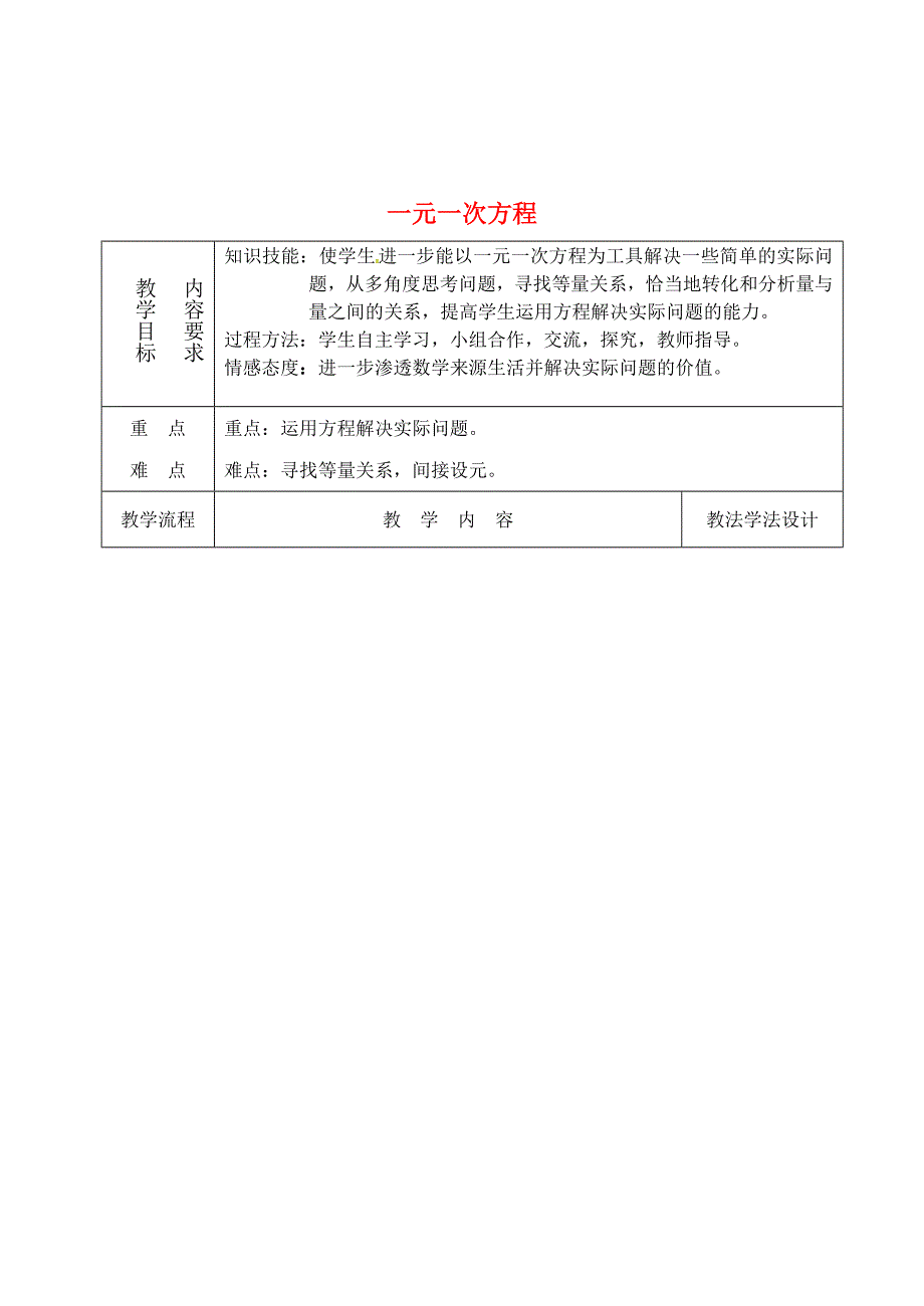 最新吉林省长市七年级数学下册第6章一元一次方程复习二教案华东师大版_第1页