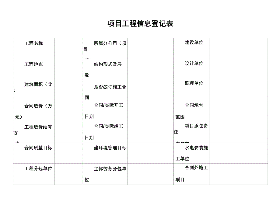 项目工程信息登记表_第1页