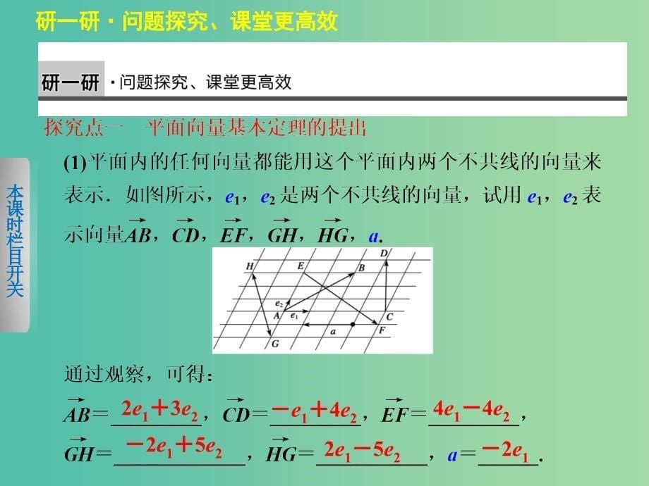 高中数学 2.3.1平面向量基本定理课件 新人教A版必修4.ppt_第5页