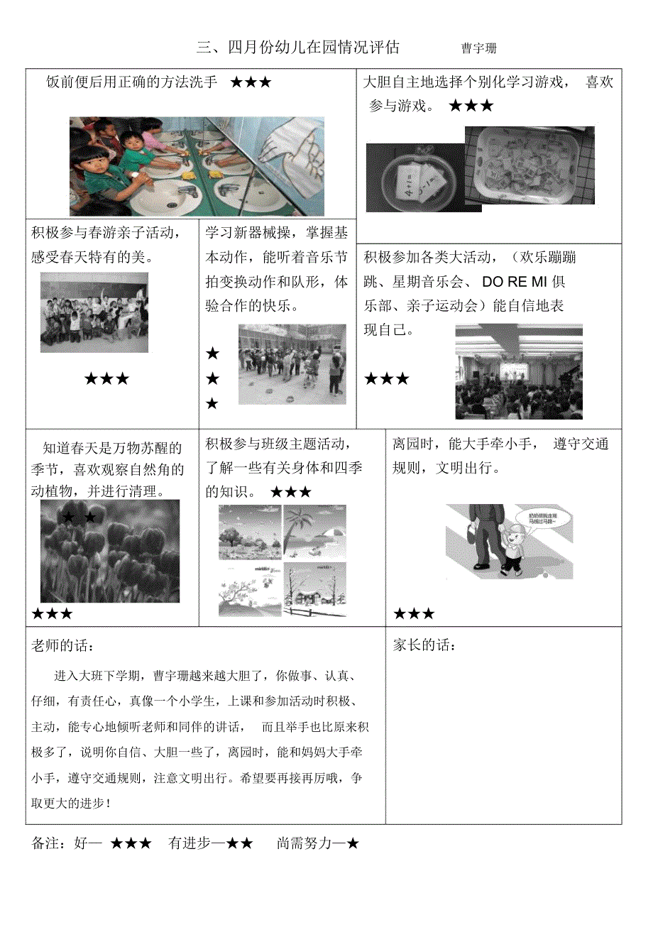 四月份幼儿在园情况叶森棋_第1页