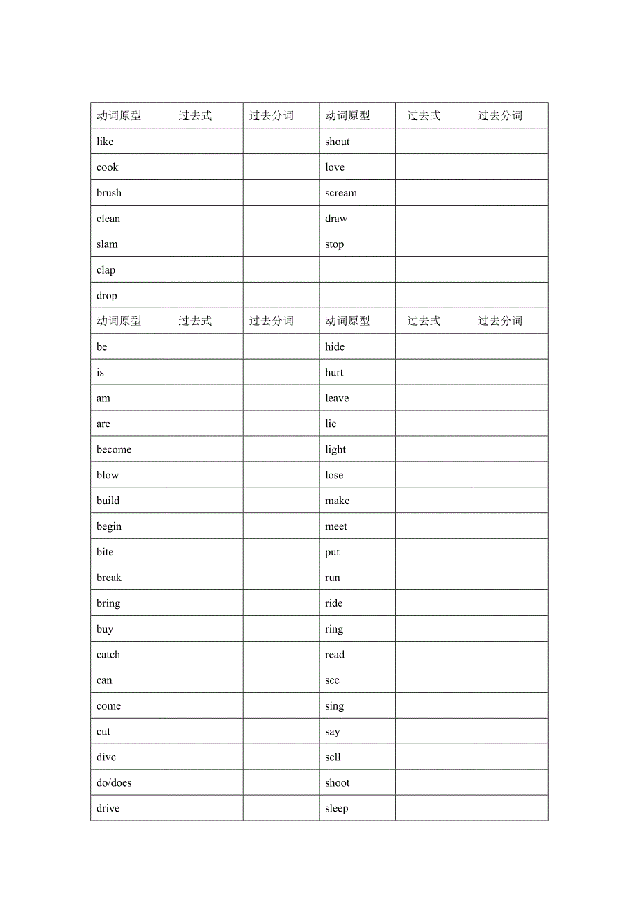 小学英语-动词过去式过去分词_第1页