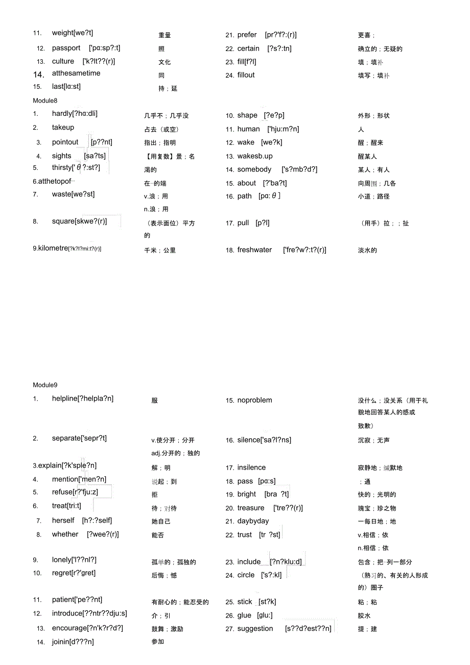 外研版英语八年级教学下册单词表格带音标.docx_第4页