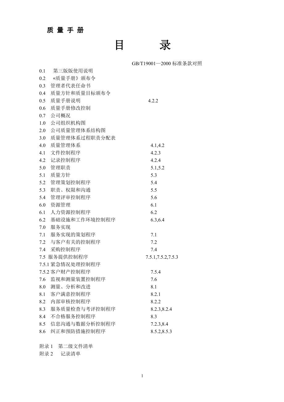 某公司工程部工作质量手册（ISO9000）_第1页