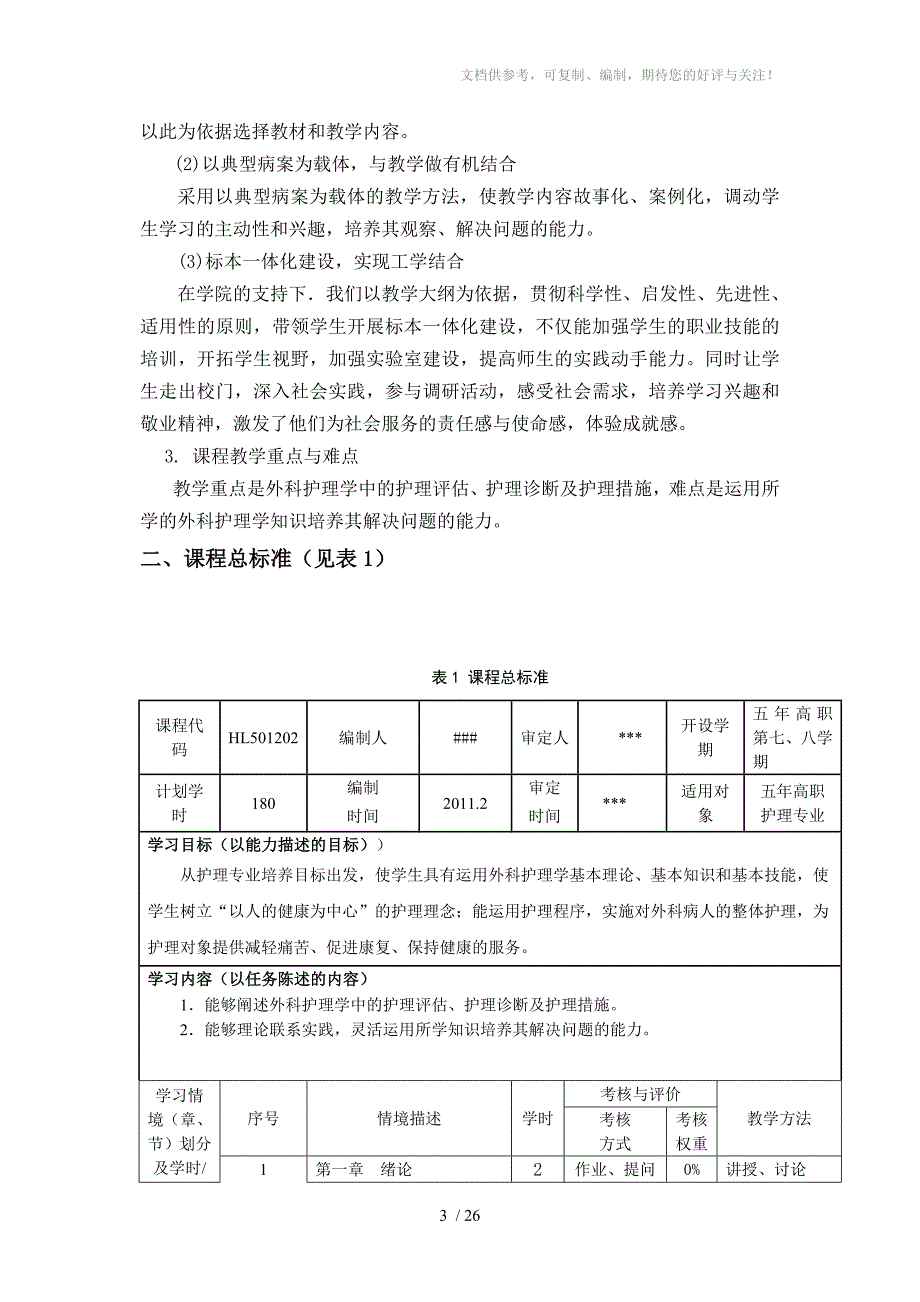 外科护理学课程标准_第3页