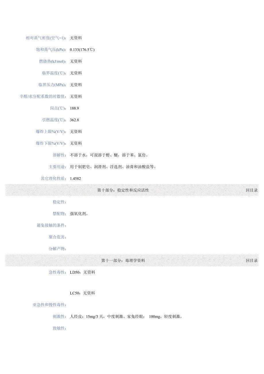 油酸化学品安全技术说明书MSDS_第5页