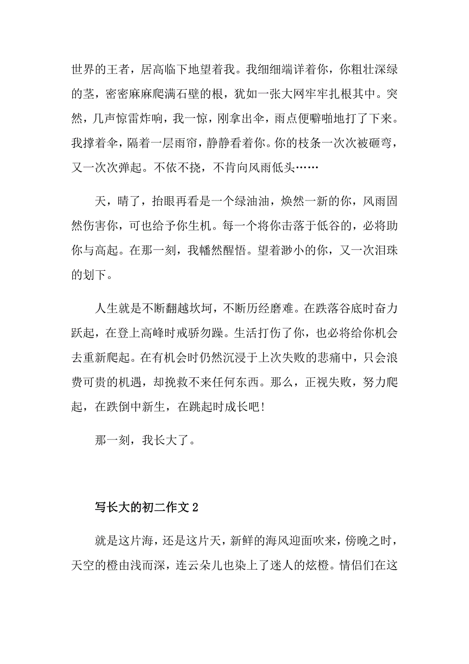 写长大的初二作文_第2页