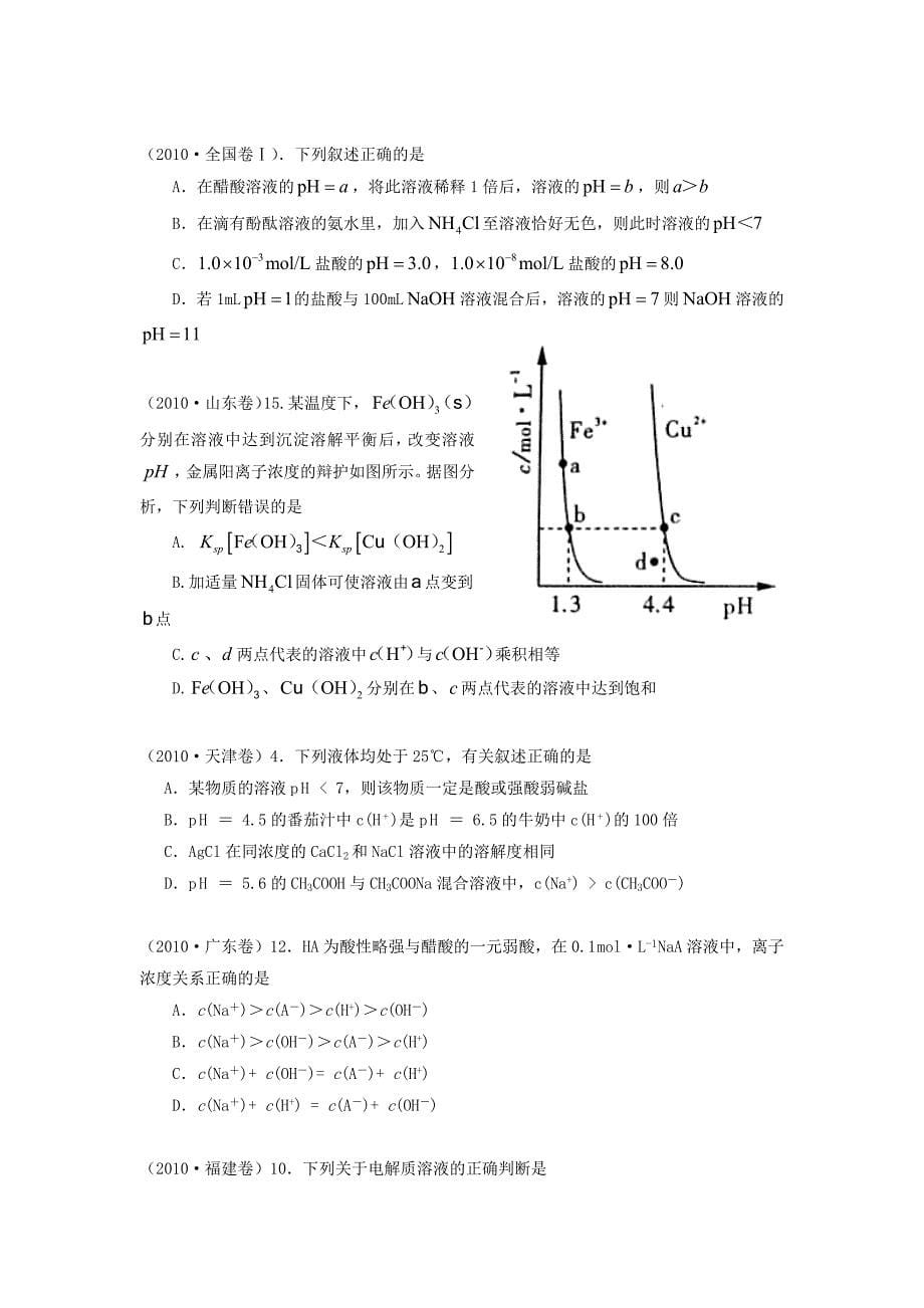 毕业论文设计--水溶液中的离子平衡高考真题分析.doc_第5页