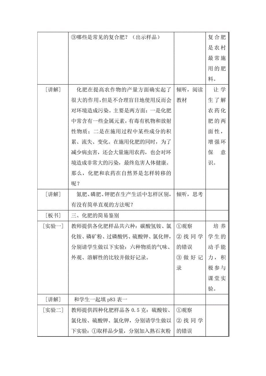 人教版初中三年级下册化学教案第十一单元盐化肥课题2化学肥料248_第5页