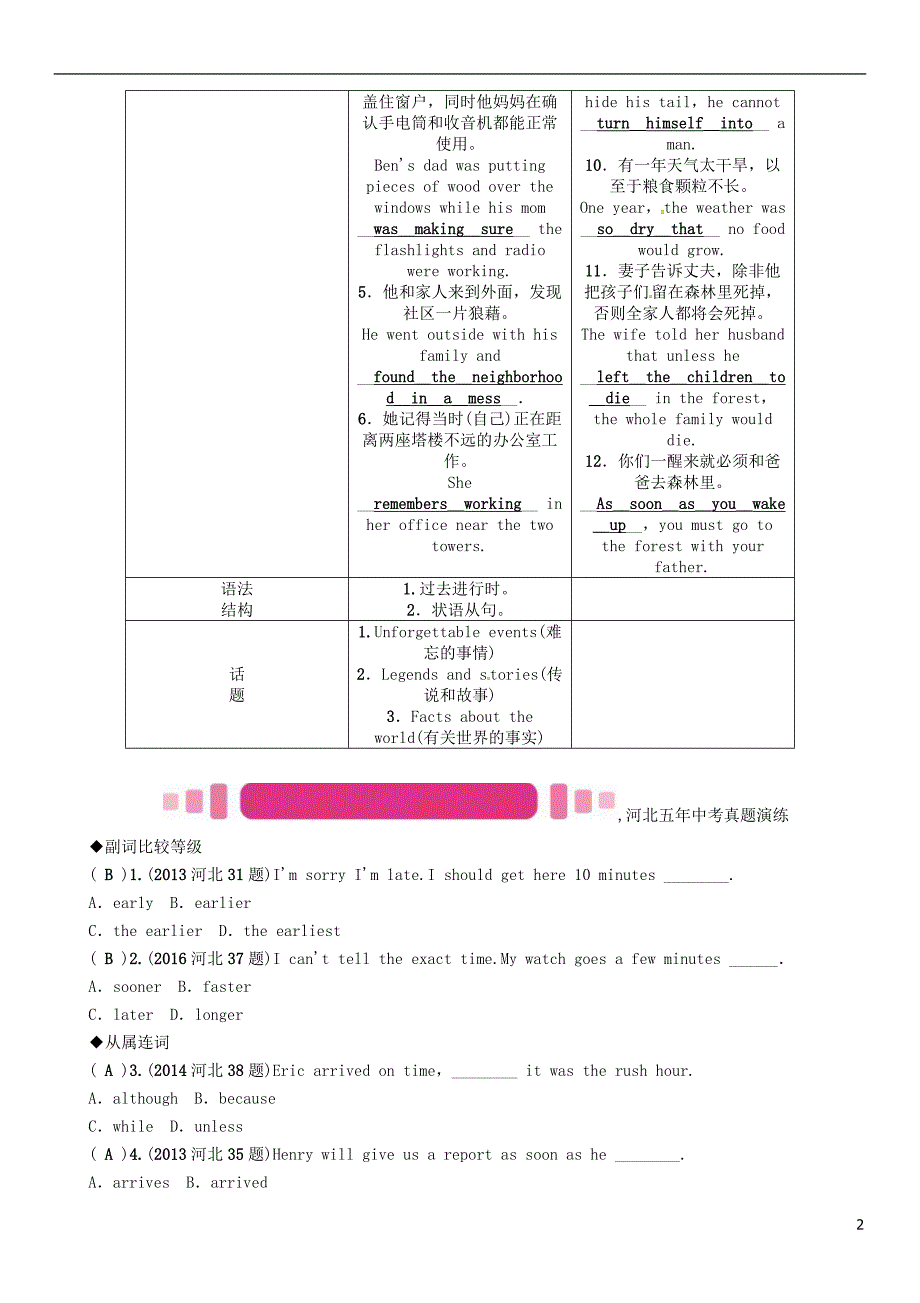 河北专版2017春中考英语命题研究第一部分教材知识梳理篇八下Units5-6试题_第2页