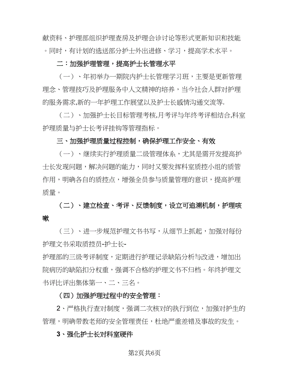 2023年护理部工作计划参考范文（2篇）.doc_第2页