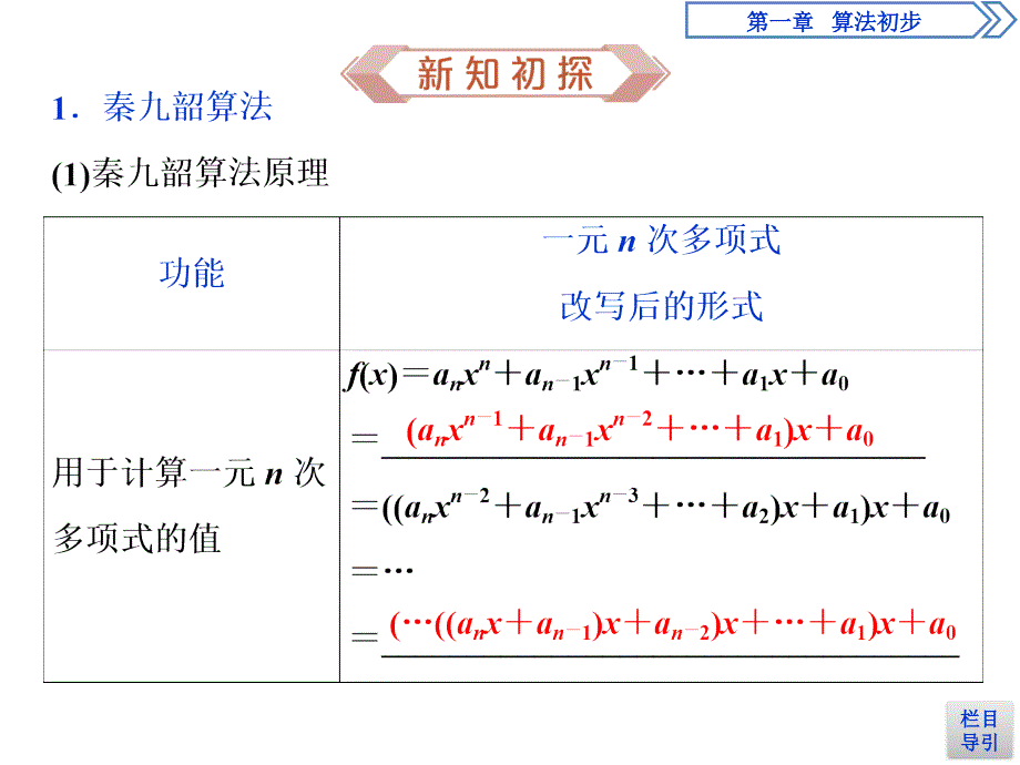 数学人教A必修三新一线同步课件：1.3　第2课时　秦九韶算法与进位制_第4页