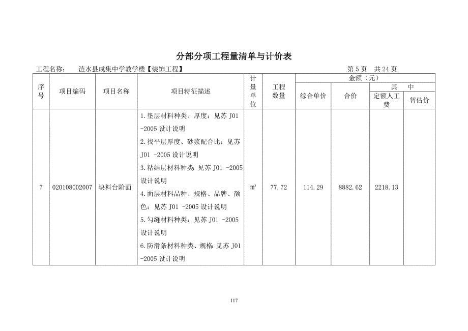 分部分项工程计价表装饰工程 6.doc_第5页