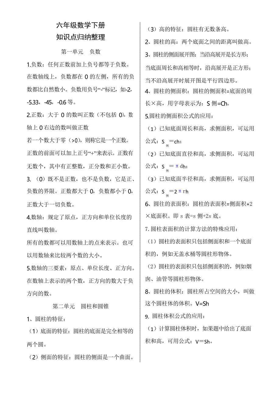 六年级数学下册知识点整理归纳_第1页