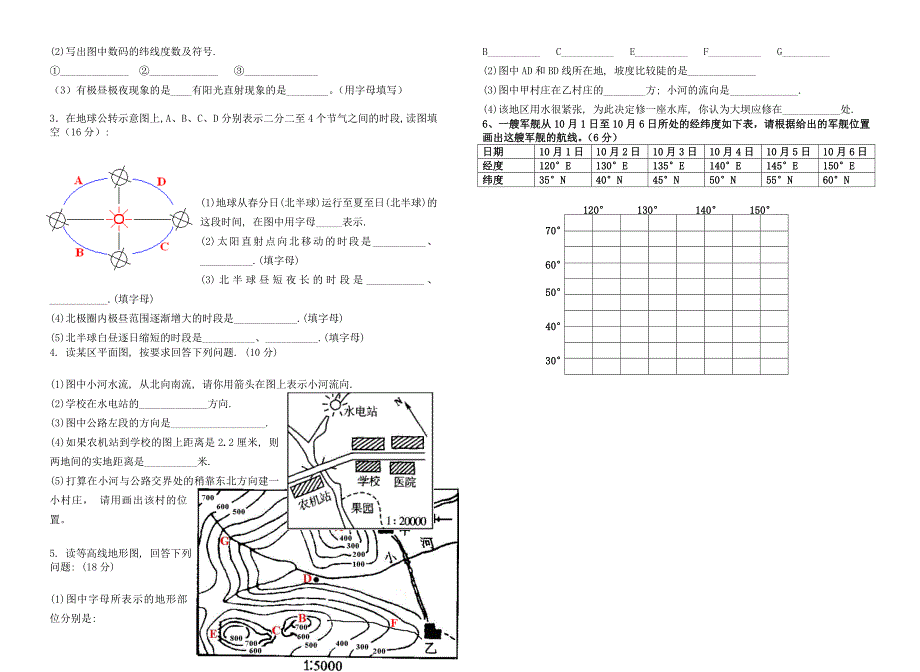 七年级上册第一次月考地理试卷及答案_第2页