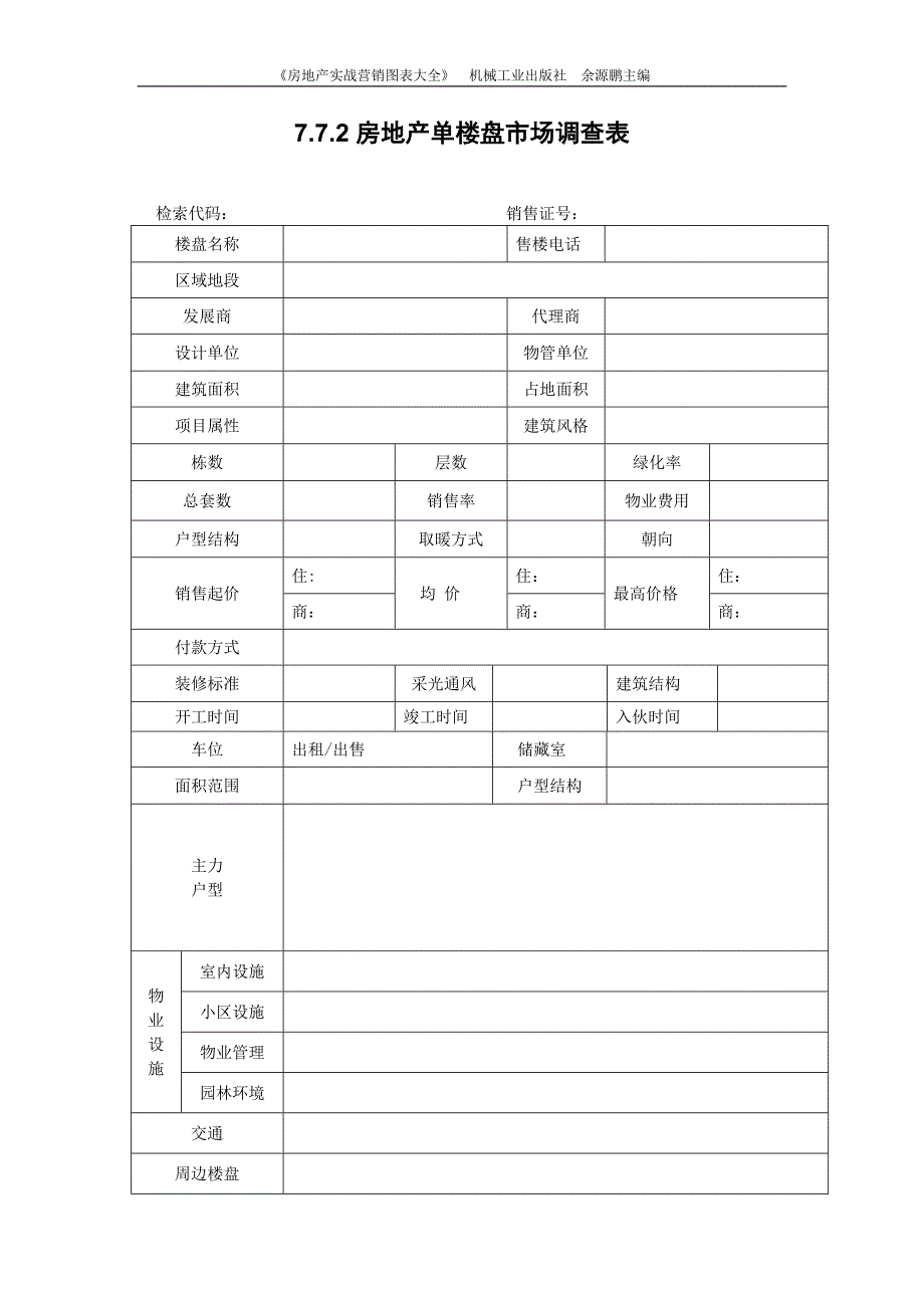 7.7.2房地产单楼盘市场调查表_第1页