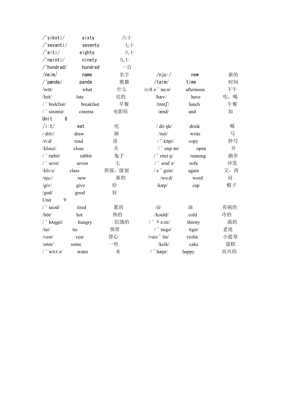 苏教版牛津英语第四册4A单词英标Unit_第3页