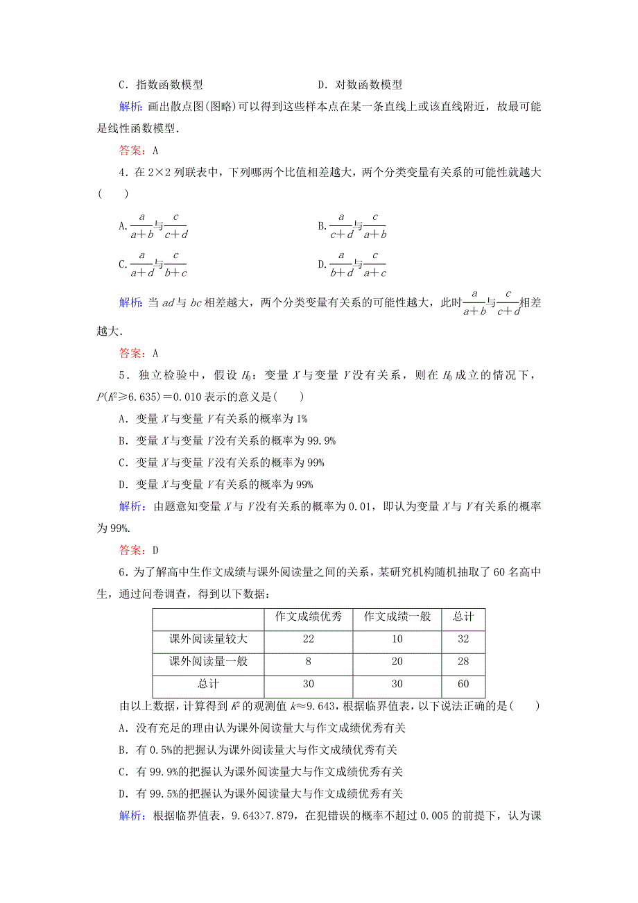 人教版 高中数学 选修23 第3章统计案例章末阶段测评_第2页