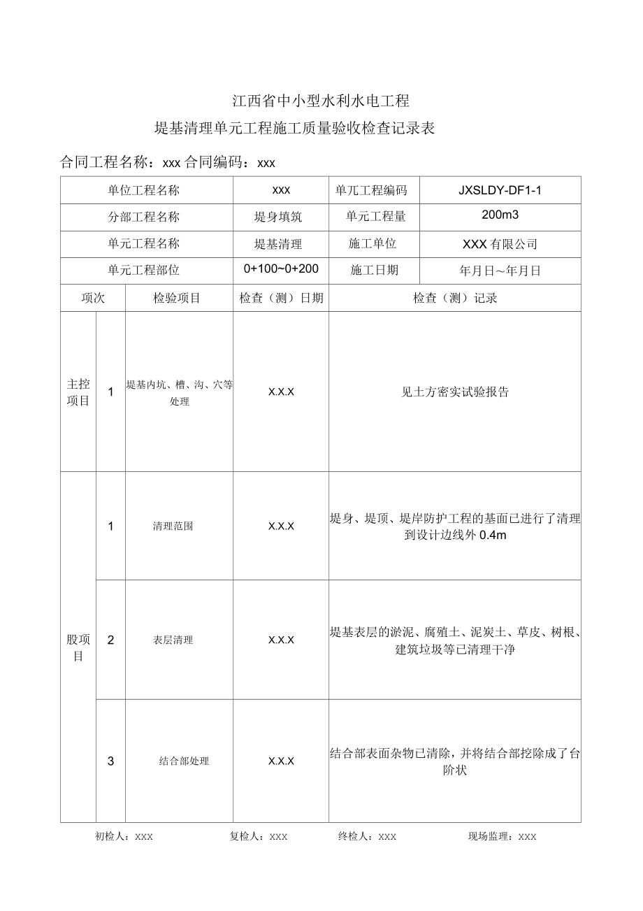 中小型水利水电工程单元工程施工质量验收评定表第4册(堤防工程)_第2页