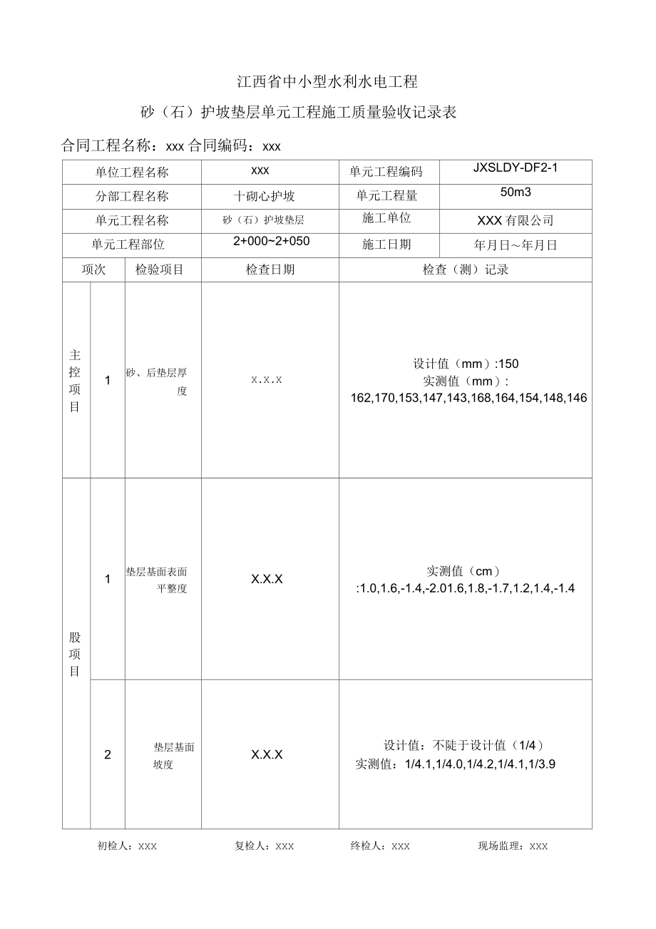 中小型水利水电工程单元工程施工质量验收评定表第4册(堤防工程)_第4页