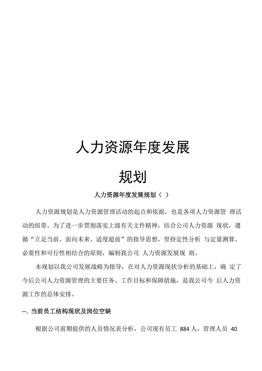 人力资源年度发展规划_第1页