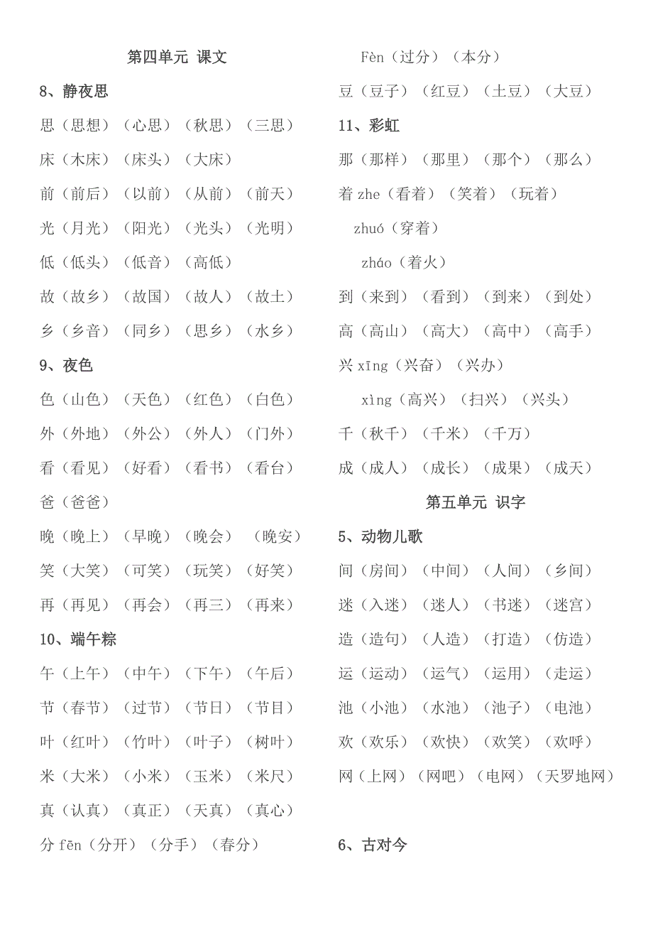 一年级下册生字表(识字)_第3页