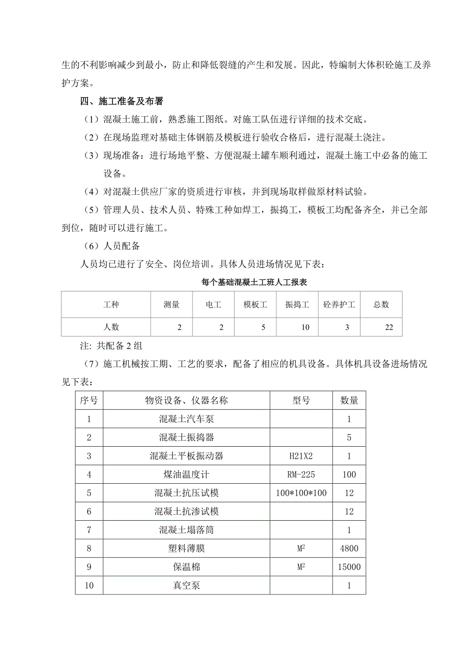 风力发电场风机基础大体积混凝土施工及养护方案_第4页