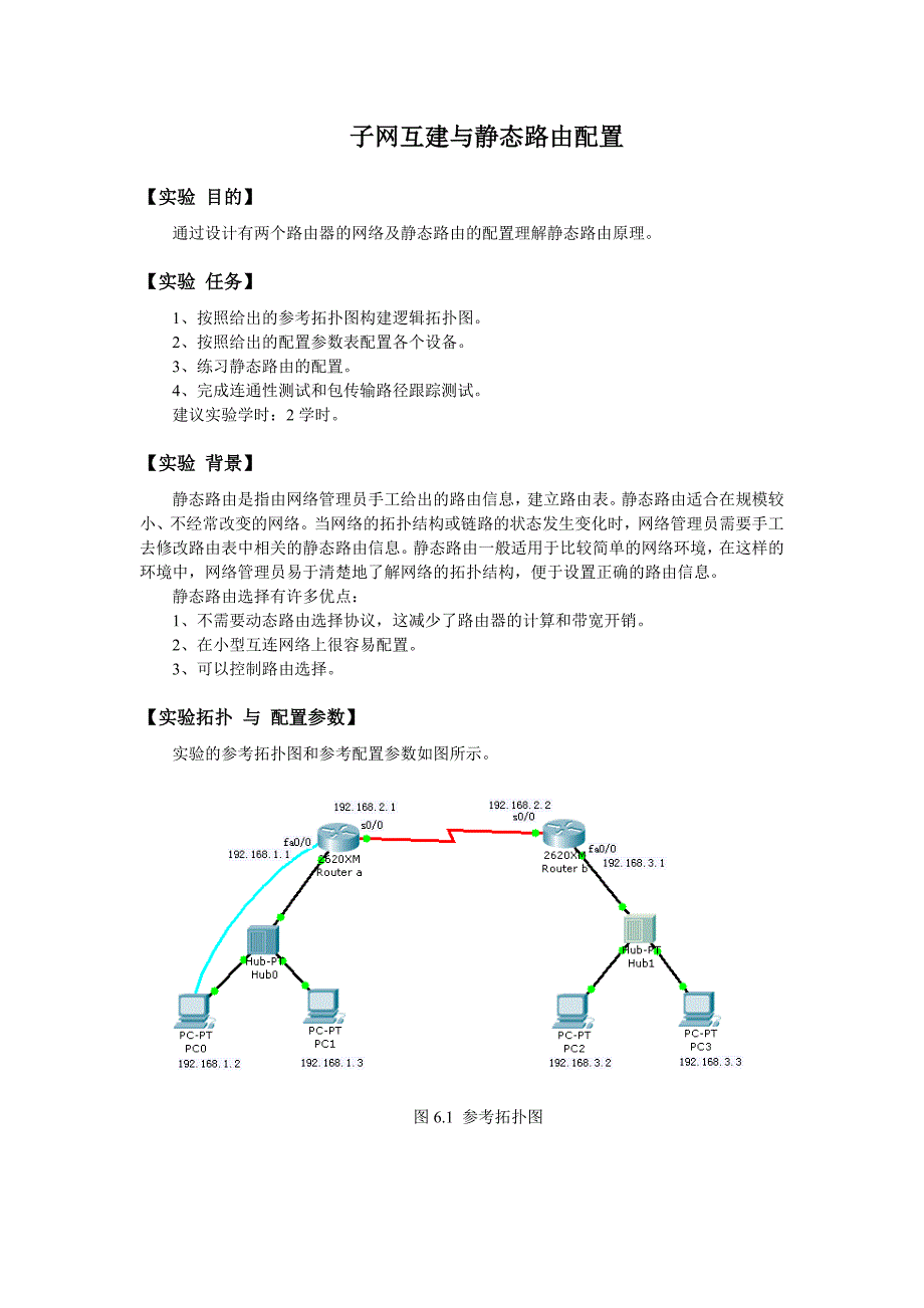 多网段网络组建与静态路由配置.doc_第1页