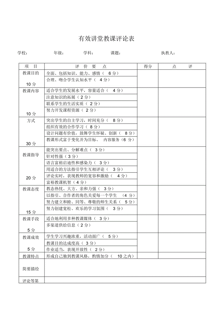 有效课堂教学评价表大全.docx_第3页