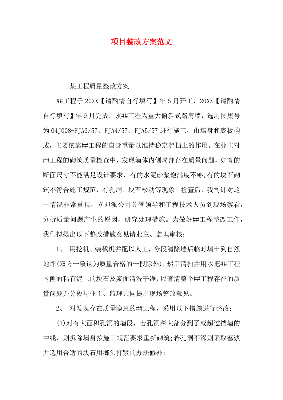 项目整改方案范文_第1页