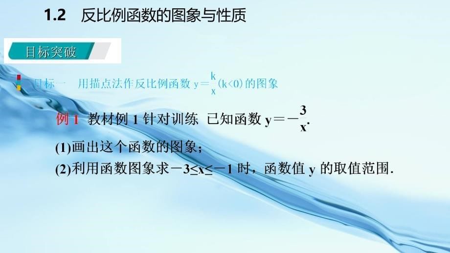 2020九年级数学上册第1章反比例函数1.2反比例函数的图象与性质第2课时反比例函数y=k∕xk＜0的图象与性质导学课件湘教版_第5页