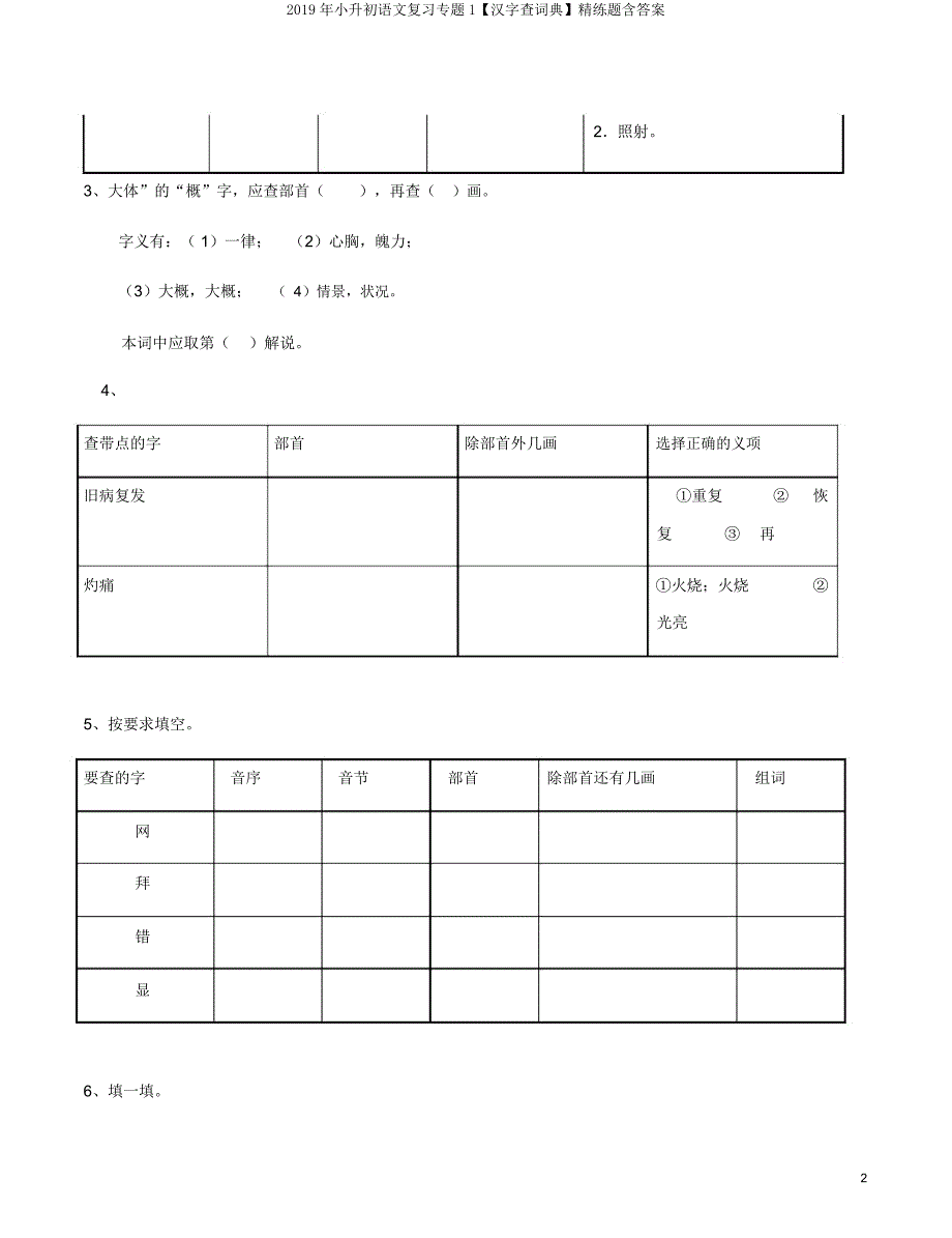 小升初语文复习专题1【汉字查字典】精练题含.doc_第2页