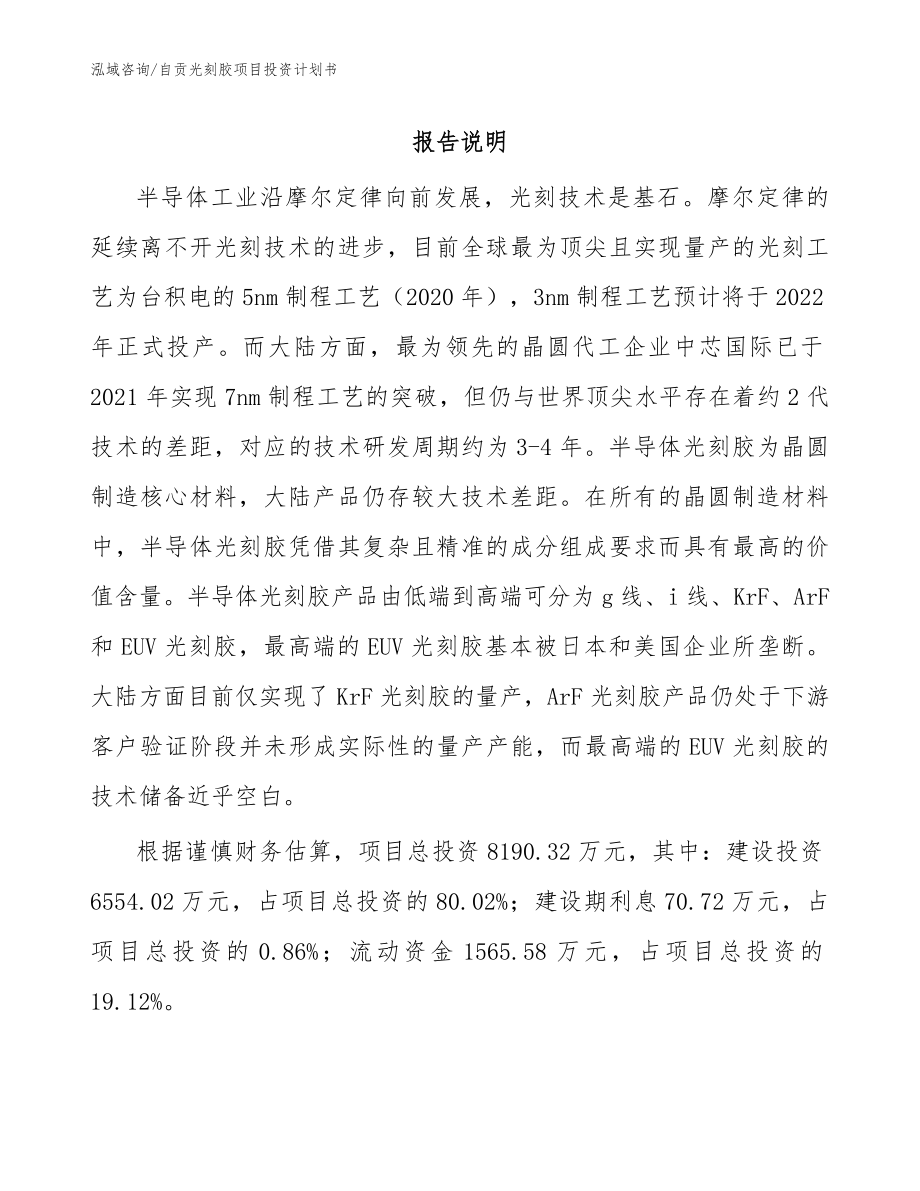 自贡光刻胶项目投资计划书_第1页