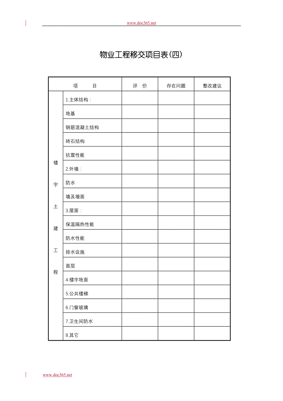 物业验收表格汇总.doc_第4页