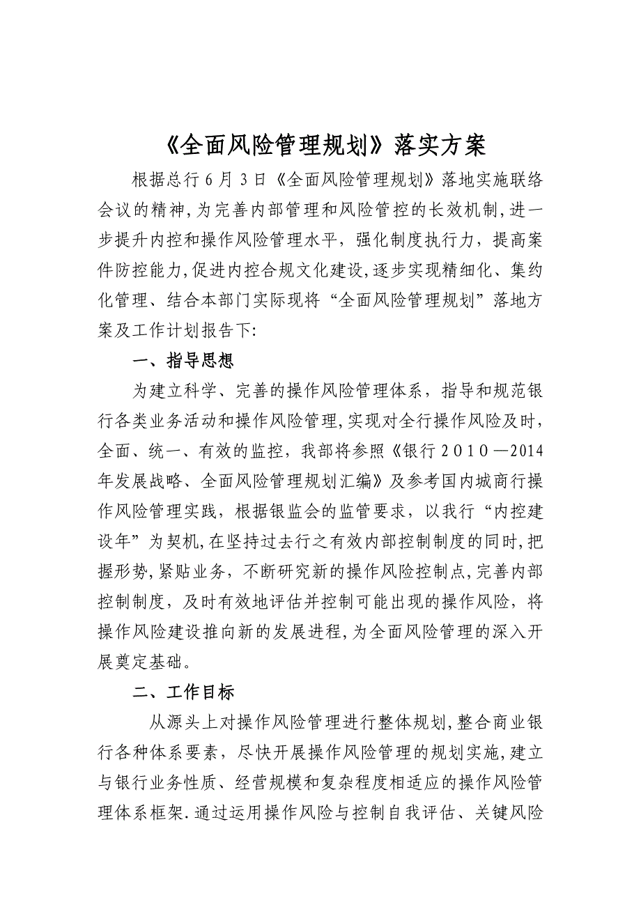 全面风险管理规划落地方案_第1页