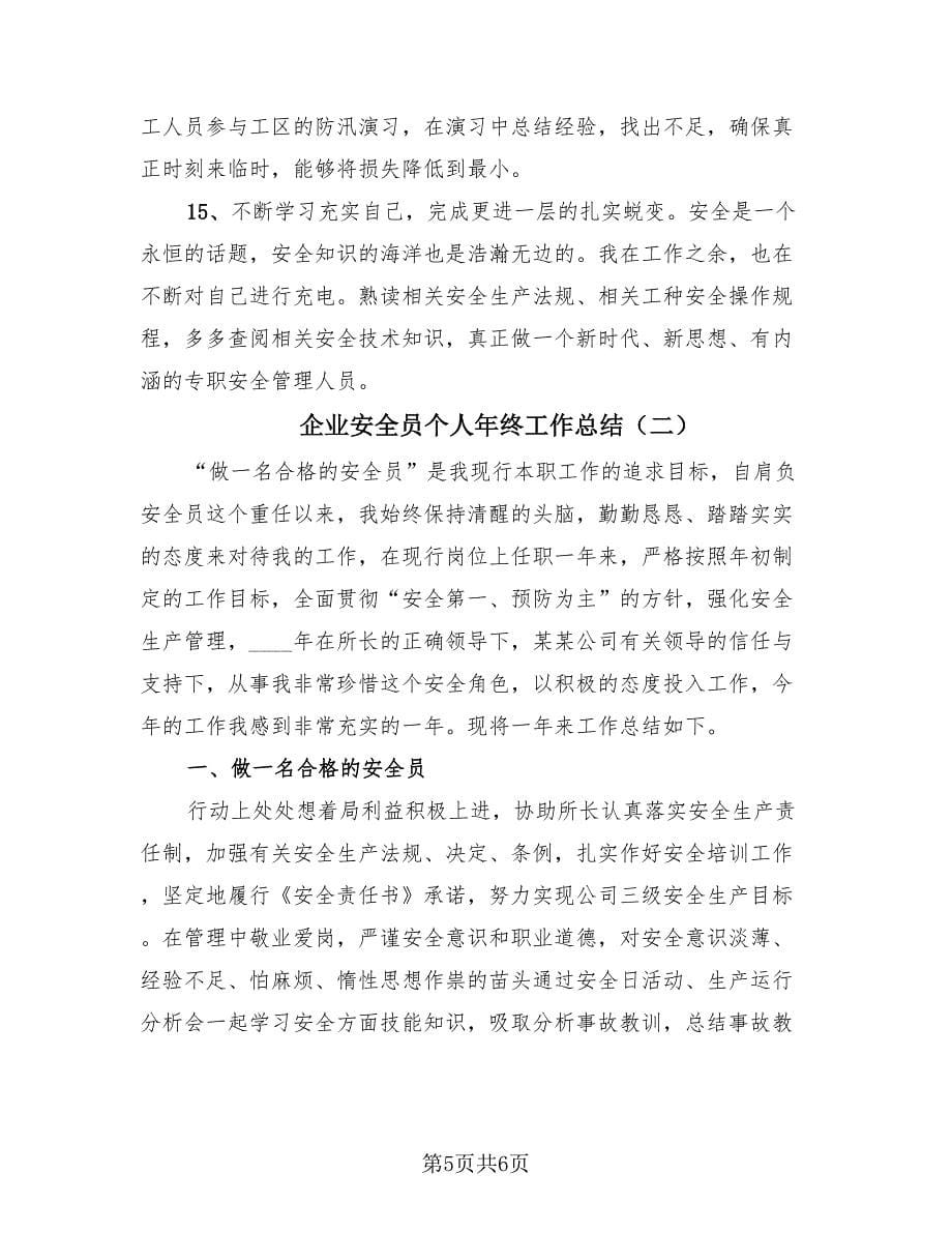 企业安全员个人年终工作总结（二篇）.doc_第5页