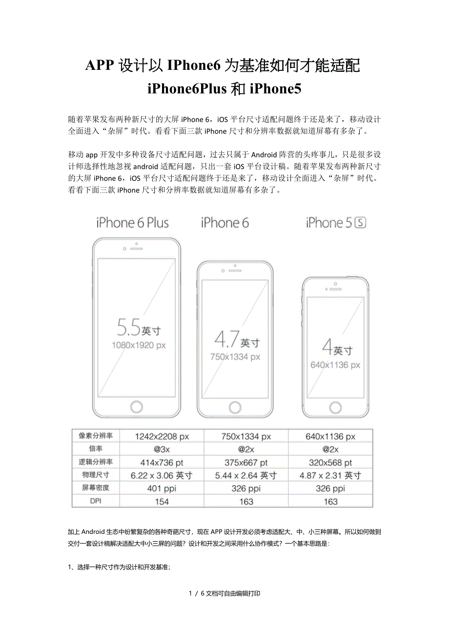 APP设计以IPhone6为基准如何才能适配iPhone6Plus与iPhone_第1页