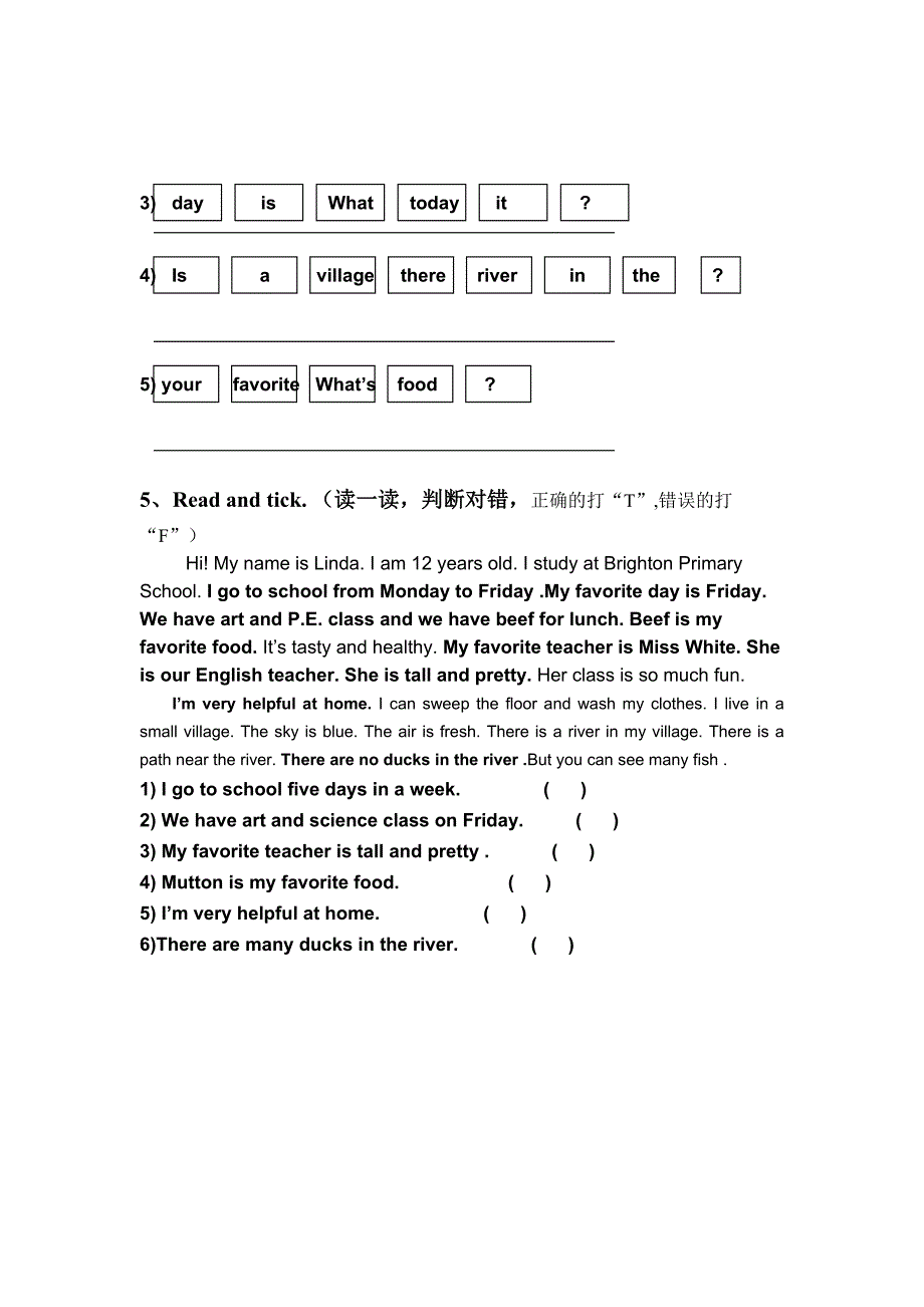 新课标PEP小学六年级上学期英语期末试题_第4页